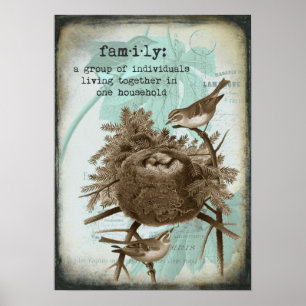 Vintag Bird Family Poster