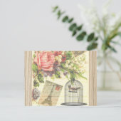 Vintag Bird Floral French Paris Eiffelturm Postkarte (Stehend Vorderseite)