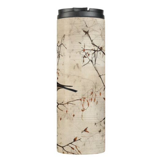 Vintag Bird Manuskript Thermosbecher (Rückseite)