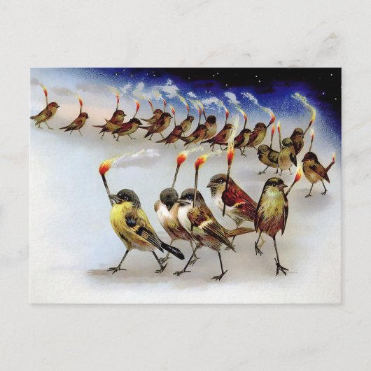 Vintag Bird Mob Weihnachtskarte Postkarte (Vorderseite)