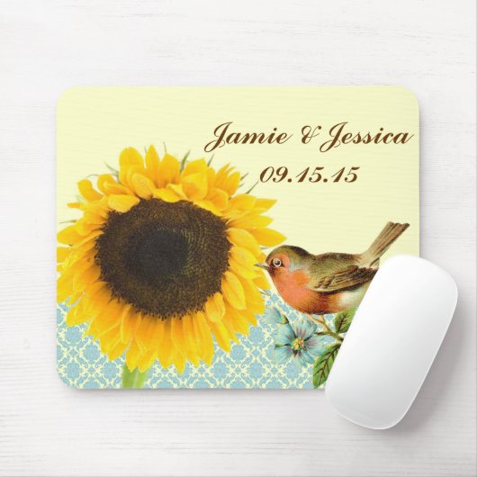 Vintag Bird Sonnenblume MousePad (Mit Mouse)