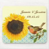 Vintag Bird Sonnenblume MousePad (Vorne)