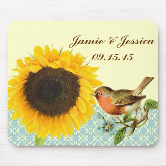 Vintag Bird Sonnenblume MousePad (Vorne)