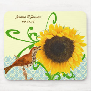 Vintag Bird Sonnenblume MousePad