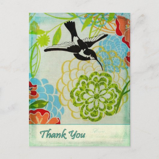 Vintag Bird Vielen Dank Postkarte (Vorderseite)