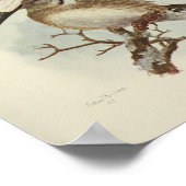 Vintag Bird Yellow Brown Print Poster (Ecke)