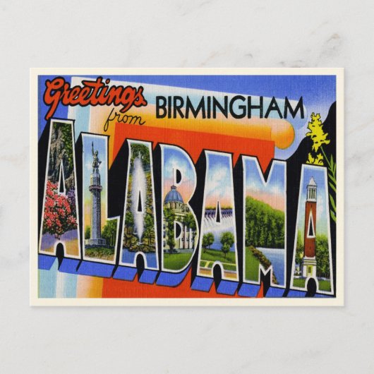 Vintag Birmingham Alabama Postkarte (Vorderseite)