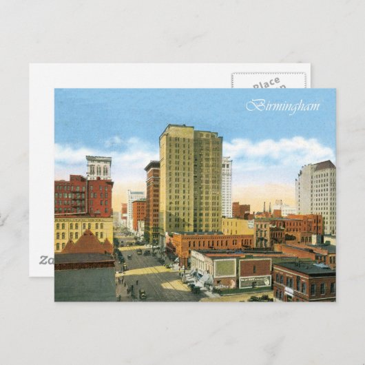 Vintag Birmingham Postkarte (Vorne/Hinten)