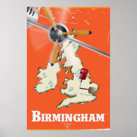 Vintag Birmingham Travel Poster (Vorne)