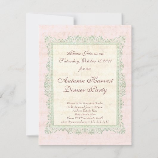 Vintag Birnen Herbst Ernteabend Party Einladung (Rückseite)