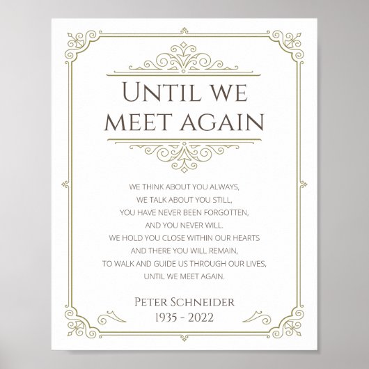 Vintag, bis wir wieder Gedenkgedicht treffen Poster (Vorne)