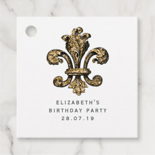 Vintag Black and Gold Lilie Damask Geschenkanhänger