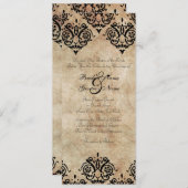 Vintag Black and Ivory Damask Hochzeitsempfang Einladung (Vorne/Hinten)