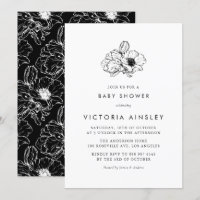 Vintag Black Anemone Floral Baby Dusche