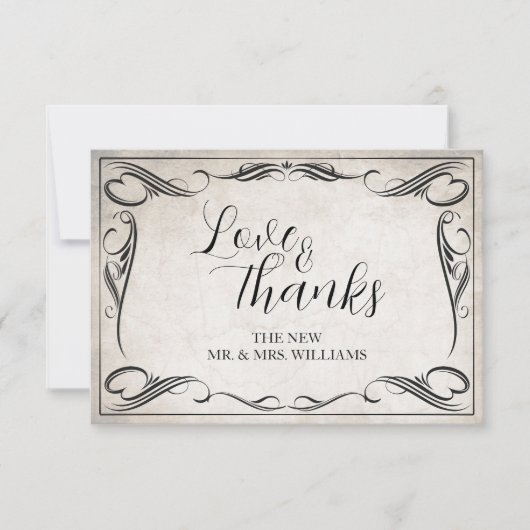 Vintag Black Art Deco Wedding Danke (Vorderseite)