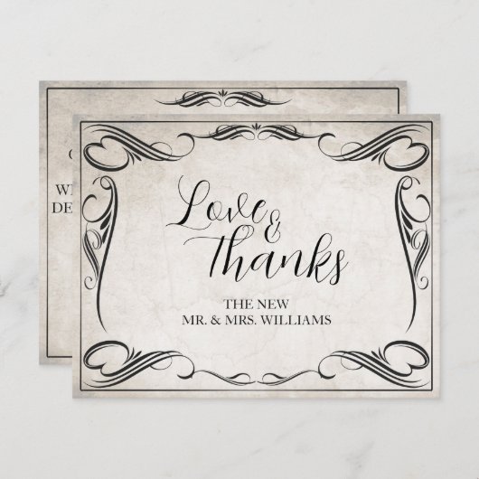 Vintag Black Art Deco Wedding Danke (Vorne/Hinten)