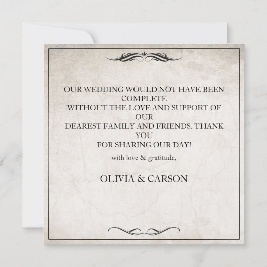 Vintag Black Art Deco Wedding Danke (Rückseite)