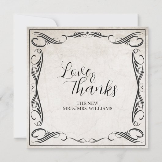 Vintag Black Art Deco Wedding Danke (Vorderseite)