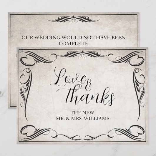 Vintag Black Art Deco Wedding Danke (Vorne/Hinten)