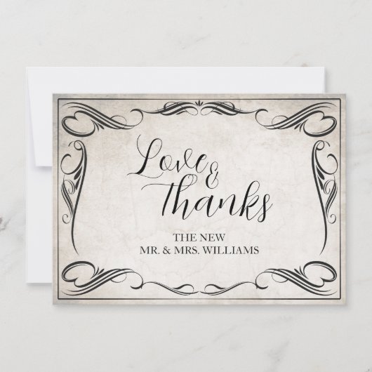 Vintag Black Art Deco Wedding Danke (Vorderseite)