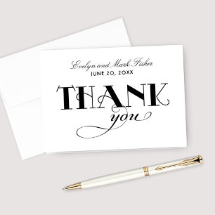 Vintag Black Art Deco Wedding Monogram Dankeskarte