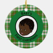 Vintag Black Baby's First Christmas Keramik Ornament (Hinten)