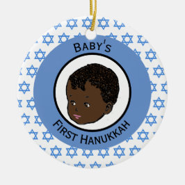 Vintag Black Baby's First Hanukkah Keramik Ornament