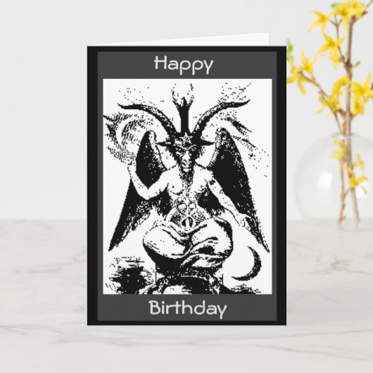 Vintag Black Baphomet Geburtstag Karte (Gelbe Blume)