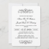 Vintag Black Blüh Elegante Hochzeit Einladung (Vorderseite)