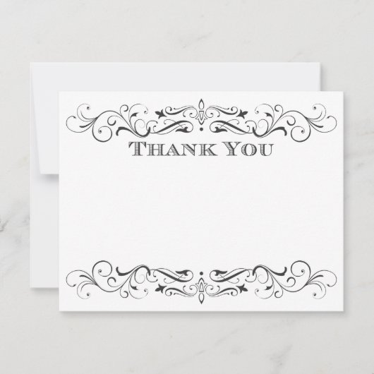 Vintag Black Blüh Elegante White Wedding Dankeskarte (Vorderseite)