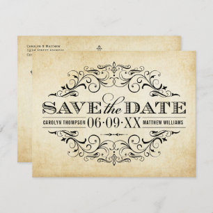 Vintag Black Blüh Wedding Save The Date