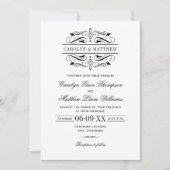 Vintag Black Blüh White Wedding Einladung (Vorderseite)