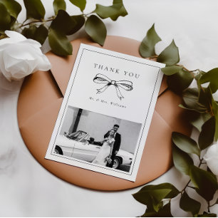 Vintag Black Bow Mr & Mrs. Foto Flat Wedding Dankeskarte