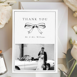 Vintag Black Bow Mr & Mrs. Foto Folded Wedding Dankeskarte