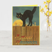 Vintag Black Cat Halloween Karte (Gelbe Blume)