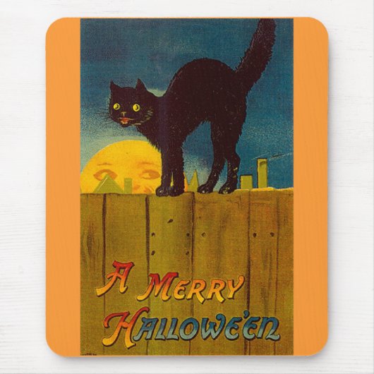 Vintag Black Cat Halloween Mousepad (Vorne)
