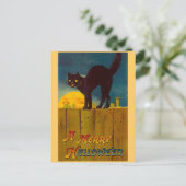 Vintag Black Cat Halloween Postkarte (Stehend Vorderseite)