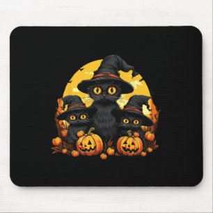 Vintag Black Cat Halloween Pumpkin Funny Cat Hall Mousepad