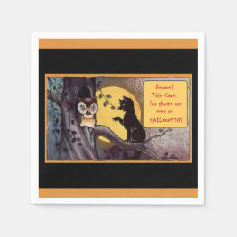 Vintag Black Cat Halloween Serviette
