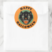 Vintag Black Cat - Happy Halloween Sticker (Tasche)