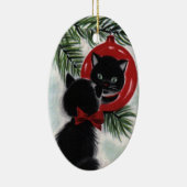 Vintag Black Cat Keramik Weihnachtsschmuck (Rechts)