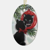 Vintag Black Cat Keramik Weihnachtsschmuck (Links)