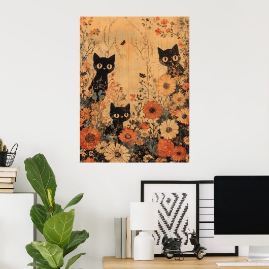 Vintag Black Cat Trio Poster (Heimbüro)
