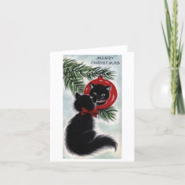 Vintag Black Cat Weihnachtskarte Dankeskarte