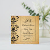 Vintag Black Damask Probe Dinner Einladung (Stehend Vorderseite)