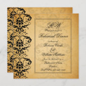 Vintag Black Damask Probe Dinner Einladung (Vorne/Hinten)