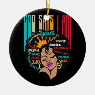 Vintag Black Girl God sagt, ich bin schwarze Melan Keramik Ornament