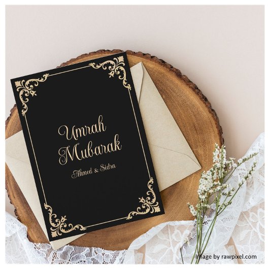 Vintag Black Gold Umrah Mubarak Grußkarte Karte