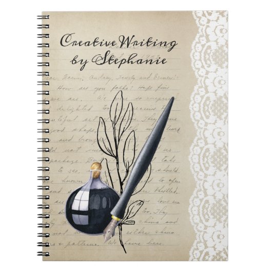 Vintag Black Inkwell und Nib Pen Notizblock (Vorderseite)