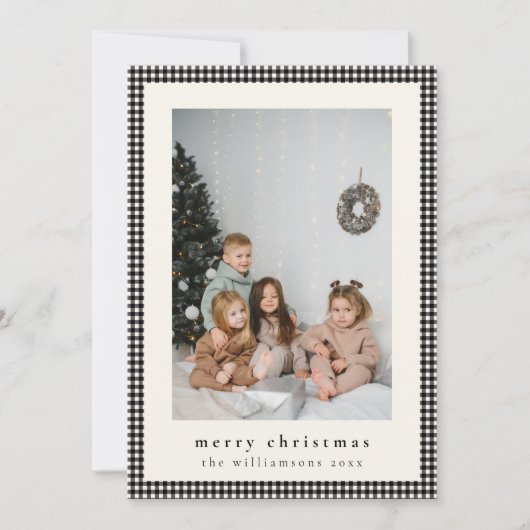 Vintag Black Kariert Vertical Foto Weihnachten (Vorderseite)